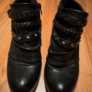 Black studded booties